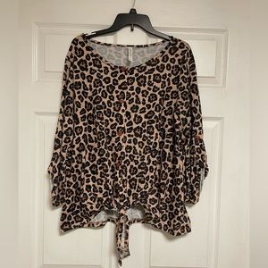 Tie front leopard shirt